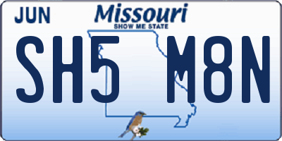 MO license plate SH5M8N