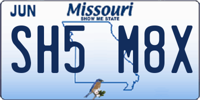 MO license plate SH5M8X