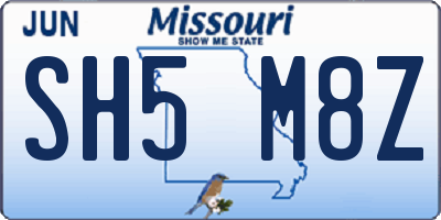 MO license plate SH5M8Z