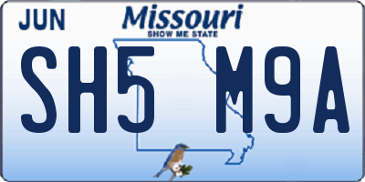 MO license plate SH5M9A