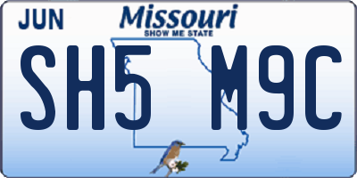 MO license plate SH5M9C