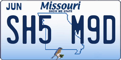 MO license plate SH5M9D