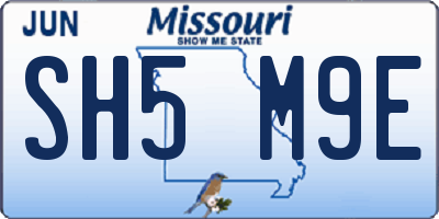 MO license plate SH5M9E