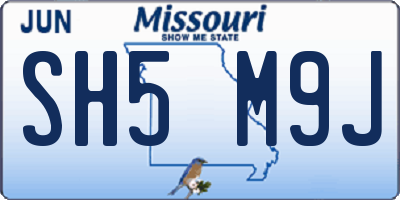 MO license plate SH5M9J
