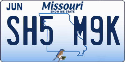 MO license plate SH5M9K