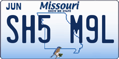 MO license plate SH5M9L