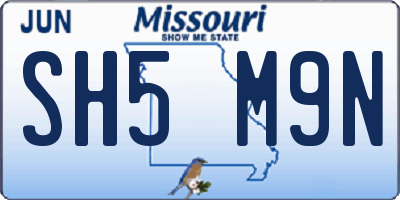 MO license plate SH5M9N