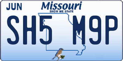 MO license plate SH5M9P