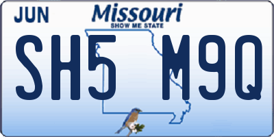 MO license plate SH5M9Q