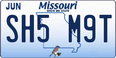 MO license plate SH5M9T