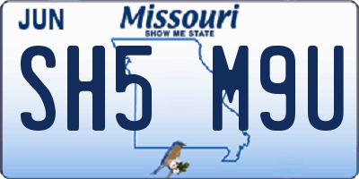 MO license plate SH5M9U