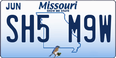 MO license plate SH5M9W