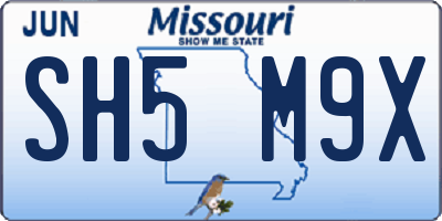 MO license plate SH5M9X