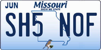 MO license plate SH5N0F
