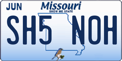 MO license plate SH5N0H