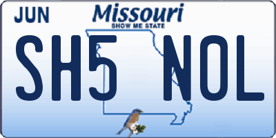 MO license plate SH5N0L