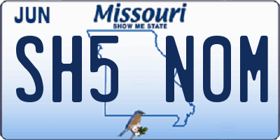MO license plate SH5N0M