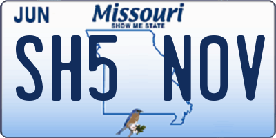 MO license plate SH5N0V