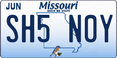 MO license plate SH5N0Y