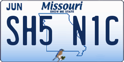 MO license plate SH5N1C