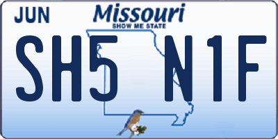 MO license plate SH5N1F