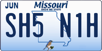 MO license plate SH5N1H