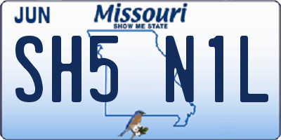 MO license plate SH5N1L