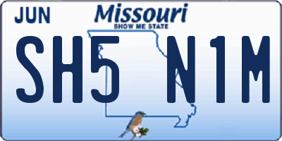 MO license plate SH5N1M