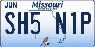 MO license plate SH5N1P