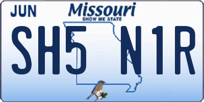 MO license plate SH5N1R