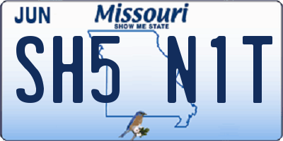 MO license plate SH5N1T