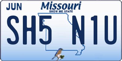 MO license plate SH5N1U