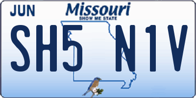 MO license plate SH5N1V