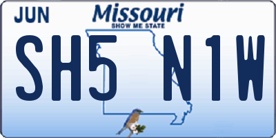 MO license plate SH5N1W