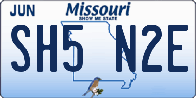 MO license plate SH5N2E