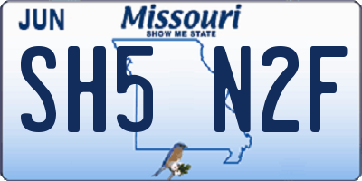 MO license plate SH5N2F