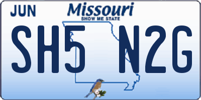 MO license plate SH5N2G