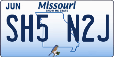 MO license plate SH5N2J