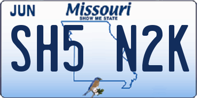 MO license plate SH5N2K