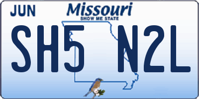 MO license plate SH5N2L