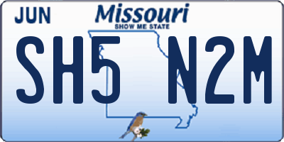 MO license plate SH5N2M