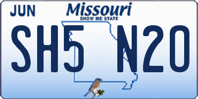 MO license plate SH5N2O
