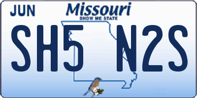 MO license plate SH5N2S