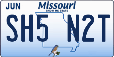 MO license plate SH5N2T