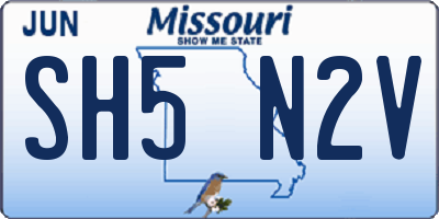 MO license plate SH5N2V