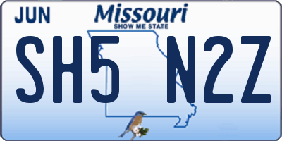 MO license plate SH5N2Z