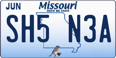 MO license plate SH5N3A
