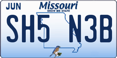 MO license plate SH5N3B