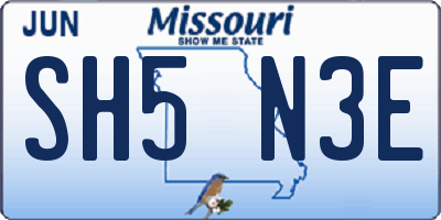 MO license plate SH5N3E