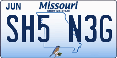 MO license plate SH5N3G